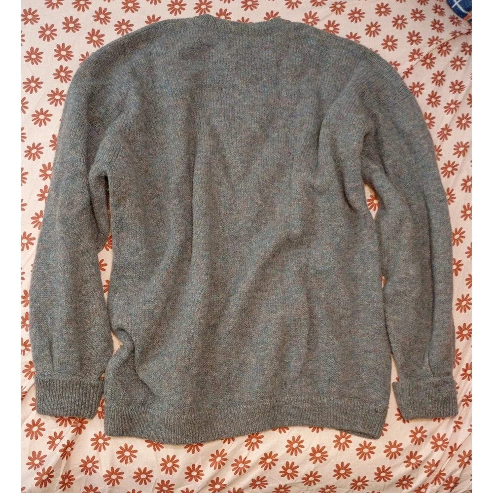 McGeorge of Dumfries Scotland Blue Grey Wool Crewneck Sweater Mens XL Vintage
